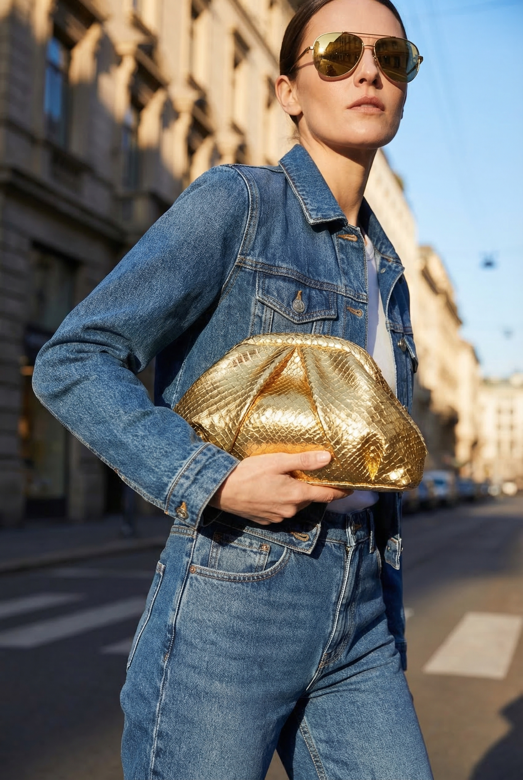 Gold Woven Clutch